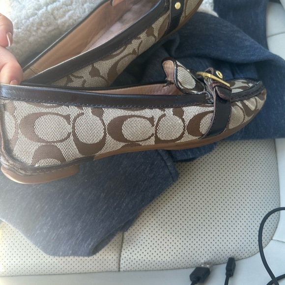 Coach Brown Leather Loafers with Gold Detailing - Picture 2 of 9
